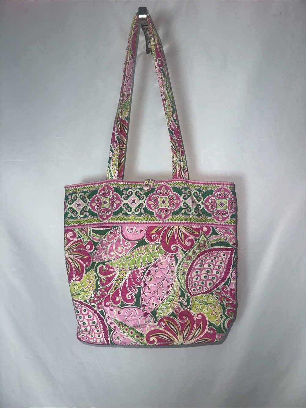 Vera Bradley Pink & Green Paisley Quilted Tote
